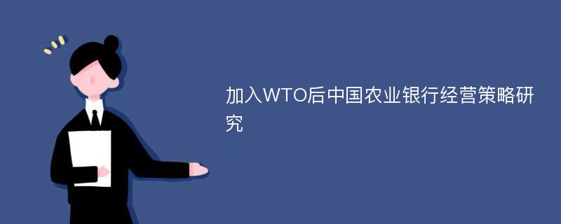 加入WTO后中国农业银行经营策略研究